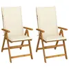 Image de vidaXL Chaises inclinables de jardin lot de 2 et coussins Bois acacia