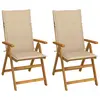 Image de vidaXL Chaises inclinables de jardin lot de 2 et coussins Bois acacia