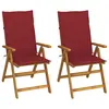 Image de vidaXL Chaises inclinables de jardin lot de 2 et coussins Bois acacia
