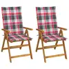 Image de vidaXL Chaises inclinables de jardin lot de 2 et coussins Bois acacia