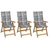 Image de vidaXL Chaises pliables de jardin lot de 3 avec coussins Bois d'acacia