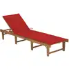 Image de vidaXL Chaise longue pliable avec coussin Bois d'acacia solide