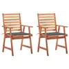 Image de vidaXL Chaises à manger d'extérieur lot de 2 et coussins Acacia massif