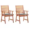 Image de vidaXL Chaises à manger d'extérieur lot de 2 et coussins Acacia massif