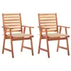 Image de vidaXL Chaises à manger d'extérieur lot de 2 et coussins Acacia massif