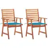 Image de vidaXL Chaises à manger d'extérieur lot de 2 et coussins Acacia massif