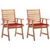 Image de vidaXL Chaises à manger d'extérieur lot de 2 et coussins Acacia massif