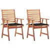 Image de vidaXL Chaises à manger d'extérieur lot de 2 et coussins Acacia massif