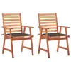 Image de vidaXL Chaises à manger d'extérieur lot de 2 et coussins Acacia massif