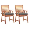 Image de vidaXL Chaises à manger d'extérieur lot de 2 et coussins Acacia massif