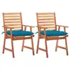 Image de vidaXL Chaises à manger d'extérieur lot de 2 et coussins Acacia massif