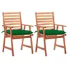 Image de vidaXL Chaises à manger d'extérieur lot de 2 et coussins Acacia massif