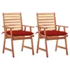 Image de vidaXL Chaises à manger d'extérieur lot de 2 et coussins Acacia massif