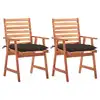 Image de vidaXL Chaises à manger d'extérieur lot de 2 et coussins Acacia massif
