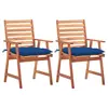 Image de vidaXL Chaises à manger d'extérieur lot de 2 et coussins Acacia massif