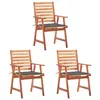 Image de vidaXL Chaises à manger d'extérieur lot de 3 et coussins Acacia massif