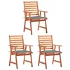 Image de vidaXL Chaises à manger d'extérieur lot de 3 et coussins Acacia massif