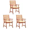 Image de vidaXL Chaises à manger d'extérieur lot de 3 et coussins Acacia massif