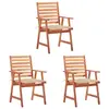 Image de vidaXL Chaises à manger d'extérieur lot de 3 et coussins Acacia massif