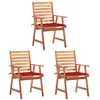 Image de vidaXL Chaises à manger d'extérieur lot de 3 et coussins Acacia massif