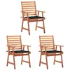 Image de vidaXL Chaises à manger d'extérieur lot de 3 et coussins Acacia massif