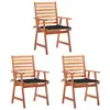 Image de vidaXL Chaises à manger d'extérieur lot de 3 et coussins Acacia massif