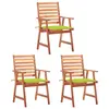 Image de vidaXL Chaises à manger d'extérieur lot de 3 et coussins Acacia massif