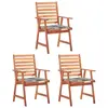 Image de vidaXL Chaises à manger d'extérieur lot de 3 et coussins Acacia massif