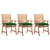 Image de vidaXL Chaises à manger d'extérieur lot de 3 et coussins Acacia massif
