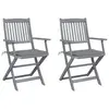 Image de vidaXL Chaises pliables d'extérieur lot de 2 et coussins Bois d'acacia
