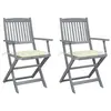 Image de vidaXL Chaises pliables d'extérieur lot de 2 et coussins Bois d'acacia