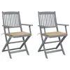 Image de vidaXL Chaises pliables d'extérieur lot de 2 et coussins Bois d'acacia