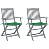 Image de vidaXL Chaises pliables d'extérieur lot de 2 et coussins Bois d'acacia