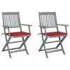 Image de vidaXL Chaises pliables d'extérieur lot de 2 et coussins Bois d'acacia
