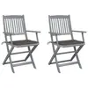 Image de vidaXL Chaises pliables d'extérieur lot de 2 et coussins Bois d'acacia