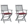 Image de vidaXL Chaises pliables d'extérieur lot de 2 et coussins Bois d'acacia