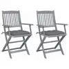 Image de vidaXL Chaises pliables d'extérieur lot de 2 et coussins Bois d'acacia
