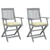 Image de vidaXL Chaises pliables d'extérieur lot de 2 et coussins Bois d'acacia