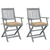 Image de vidaXL Chaises pliables d'extérieur lot de 2 et coussins Bois d'acacia