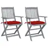 Image de vidaXL Chaises pliables d'extérieur lot de 2 et coussins Bois d'acacia