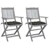Image de vidaXL Chaises pliables d'extérieur lot de 2 et coussins Bois d'acacia
