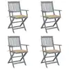 Image de vidaXL Chaises pliables d'extérieur lot de 4 et coussins Bois d'acacia