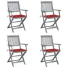 Image de vidaXL Chaises pliables d'extérieur lot de 4 et coussins Bois d'acacia