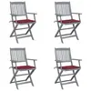 Image de vidaXL Chaises pliables d'extérieur lot de 4 et coussins Bois d'acacia