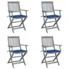 Image de vidaXL Chaises pliables d'extérieur lot de 4 et coussins Bois d'acacia