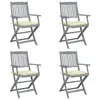 Image de vidaXL Chaises pliables d'extérieur lot de 4 et coussins Bois d'acacia