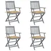 Image de vidaXL Chaises pliables d'extérieur lot de 4 et coussins Bois d'acacia