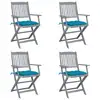 Image de vidaXL Chaises pliables d'extérieur lot de 4 et coussins Bois d'acacia