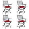 Image de vidaXL Chaises pliables d'extérieur lot de 4 et coussins Bois d'acacia