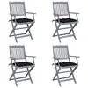 Image de vidaXL Chaises pliables d'extérieur lot de 4 et coussins Bois d'acacia